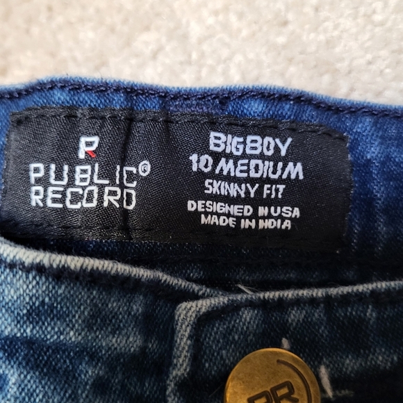 Public Record Kids Classic Blue Denim Skinny Jeans - Boys Size 10M - Picture 3 of 4